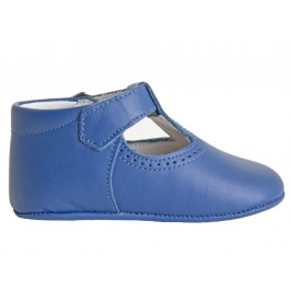 Sapatos Pepitos bebê de couro com Fivela azul