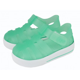 Sandálias de borracha com velcro sola branca IGOR verde água-marinha
