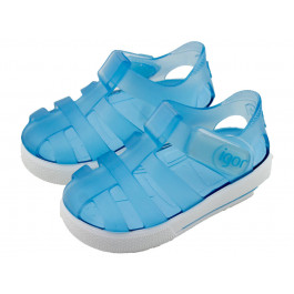 Sandálias de borracha com velcro sola branca IGOR azul
