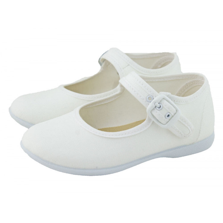 Sapatos Mary Janes de lona para meninas branco
