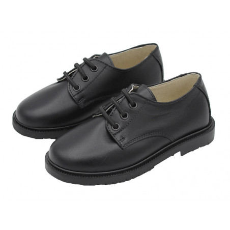 Sapatos colegiais com atacadores elásticos Menino preto