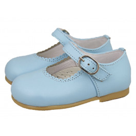 Sapatos Mary Janes menina de couro azul