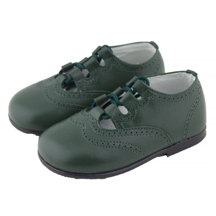 Sapatos ingleses de couro para crianças verde